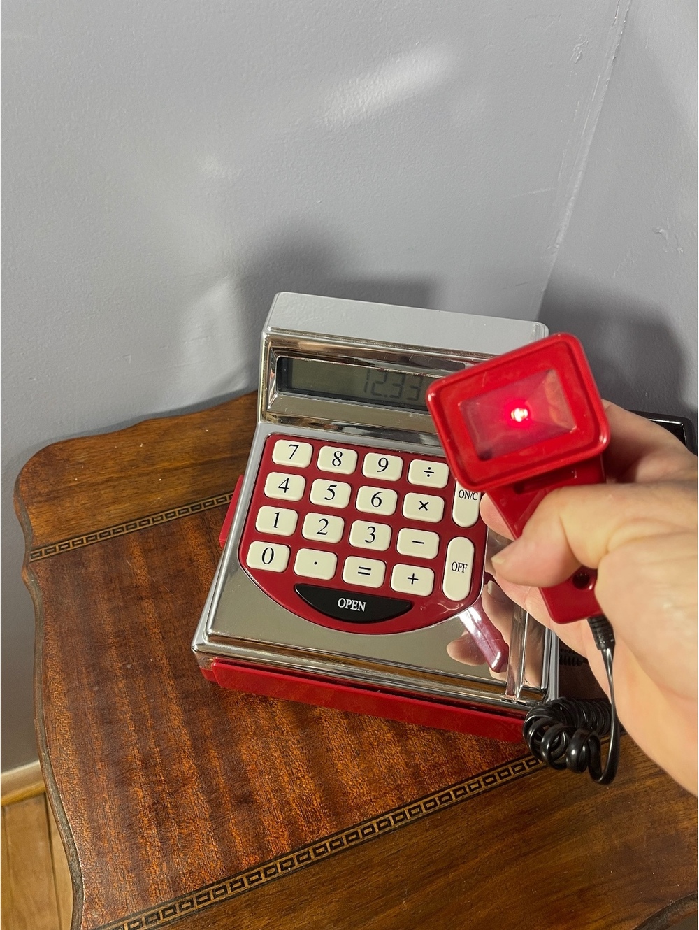 Vintage BATTAT Toy Cash Register Calculator w/ Drawer Working Scanner Debit Card - Picture 2 of 7